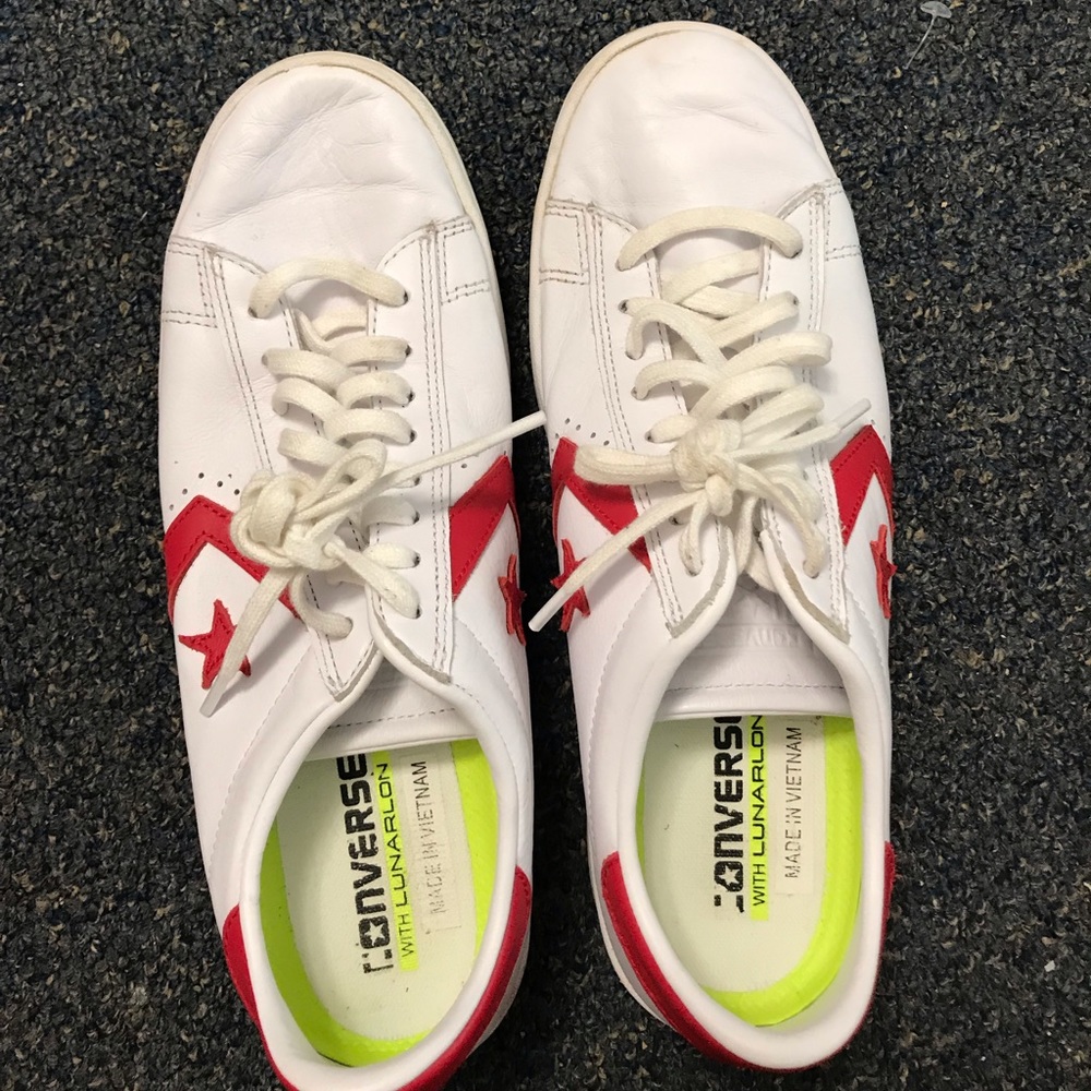 Size 8.5 white and red Converse